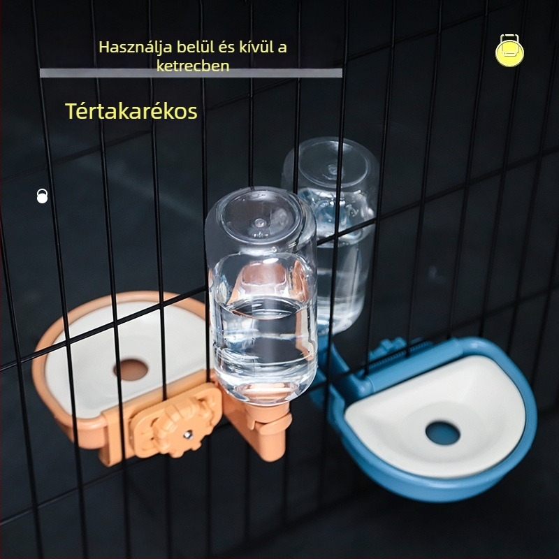Függő itató háziállatok számára, folyó vízellátással és automata etetővel (ketreces használatra) | Anyag: PP/ABS/PET