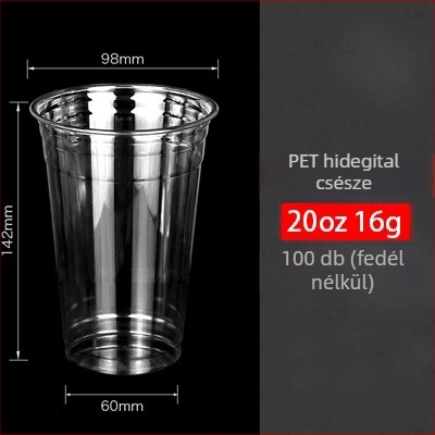 Egyszer használatos PET pohár fedővel hideg italokhoz — kör alakú, 360–700 ml kapacitás, logó nyomtatás lehetséges