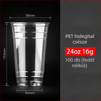Egyszer használatos PET pohár fedővel hideg italokhoz — kör alakú, 360–700 ml kapacitás, logó nyomtatás lehetséges