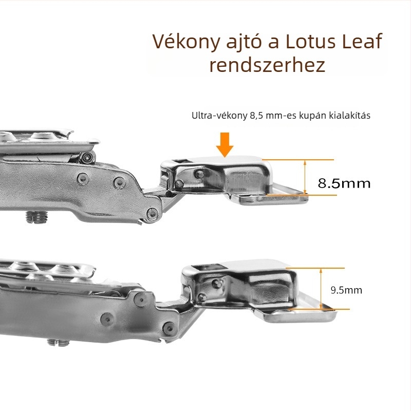 Rozsdamentes acél szekrényajtó pánt - Modell CG9.5, Anyag: rozsdamentes acél, Felületkezelés: polírozás, Vastagság: 1 mm