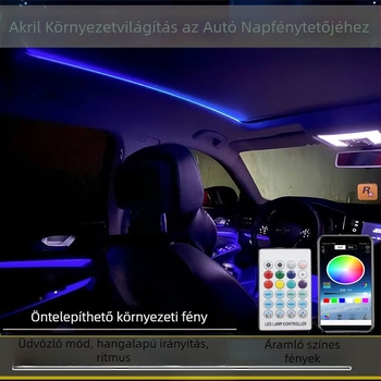 Skylight környezeti autó lámpa zene által kiváltott ritmussal, Modell: Skylight Ambient Light; Feszültség: 5V; Áramerősség: 0.1A; Teljesítmény: 1; Szerelés: mennyezet, ragasztó