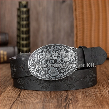 Ficino PU bőr öv lemezes csattal, uniszex, szélesség 2–4 cm