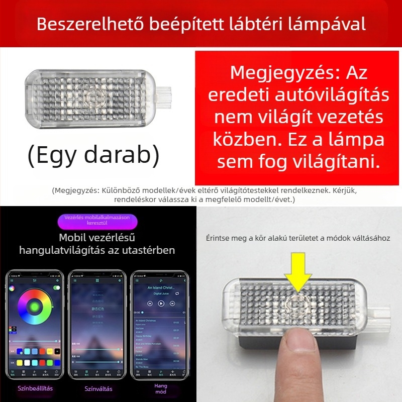 VW belső lábtér LED világítás Passat, Magotan, Touareg, Lingdu és CC modellekhez