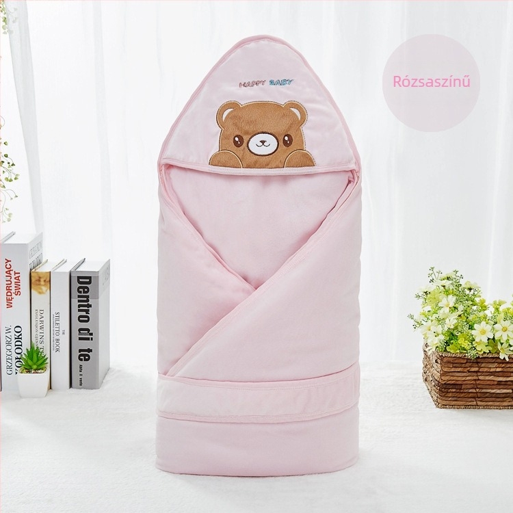 Bársonyos takaró csecsemőknek és totyogóknak, levehető szélvédett swaddle, anti-startle, őszi–téli mintával, rajzfilmfej szobor mintával, 1–3 éves korig