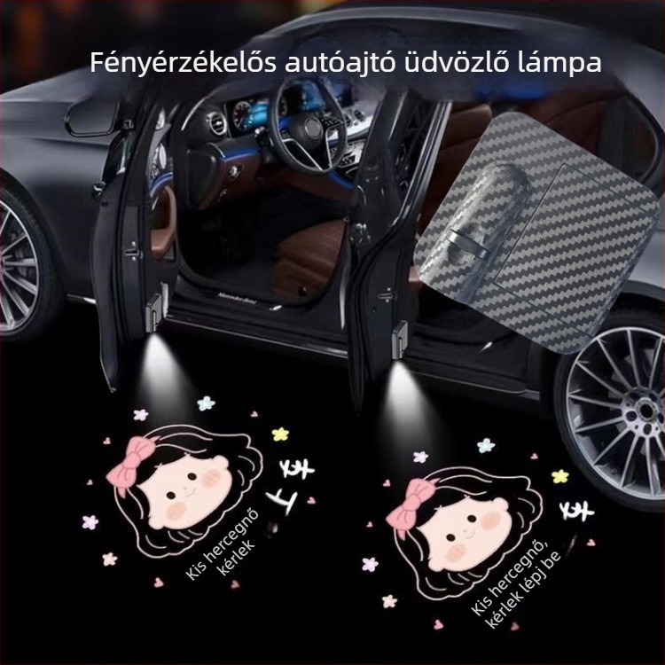 Autó ajtó üdvözlő lámpa vezeték nélküli LED-projekcióval és fényérzékelővel, modell HC-HW102, 1W, 4.5V