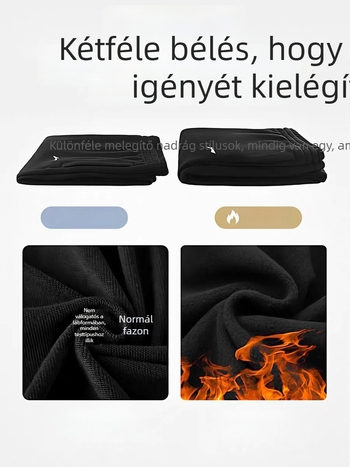 Férfi pamut tréningnadrág fleece-béléssel, laza szabású, meleg téli viselet