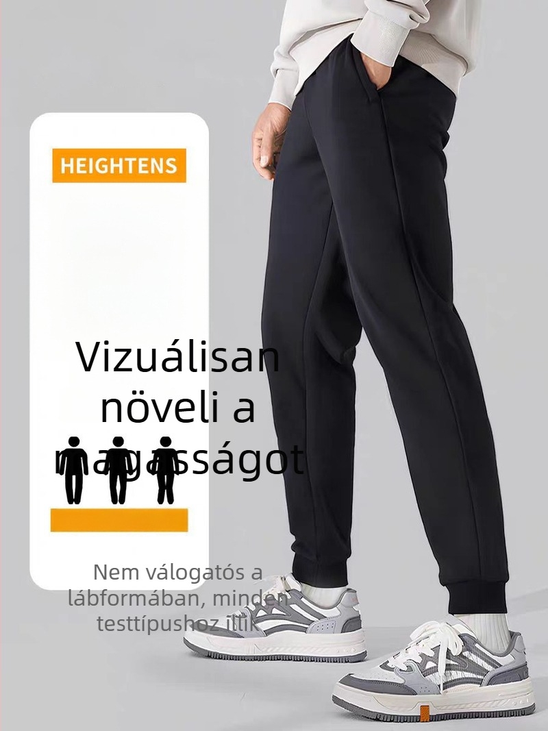 Férfi pamut tréningnadrág fleece-béléssel, laza szabású, meleg téli viselet