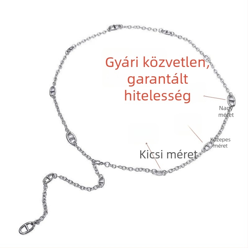 Fém deréklánc, európai–amerikai stílus, nőknek, többhurok