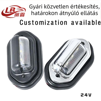 6 LED-es 12-24V rendszámtábla világítás teherautókhoz, ABS műanyag