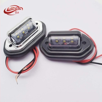 6 LED-es 12-24V rendszámtábla világítás teherautókhoz, ABS műanyag