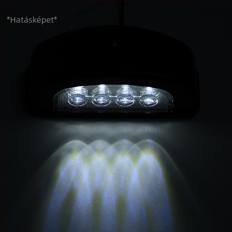 Kamion regisztrációs LED lámpa, 24V/12V, 4×0.5W, 6000K, élettartam 20 000 óra, univerzális teherautókhoz és utánfutókhoz