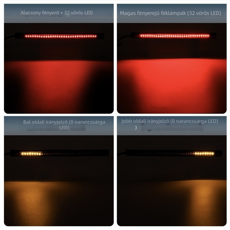 32-LED motorkerékpár fénycsík fék- és indexfunkcióval, modell 101209, 12V