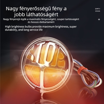 Motorkerékpár hátsó lámpa STOP – 12V, kör alakú, 10W, műanyag, 12V egyhengeres modellekhez