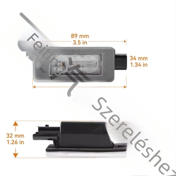 LED rendszámtábla világítás Peugeot 207 CC / 308 CC és Citroën C4 II / C4 Picasso II számára, 12V, 5W, 6500K