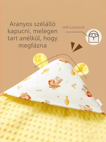 Négy évszakos levehető babapléd, 95% pamut, újszülötteknek, mintás állatok és mesefigurák