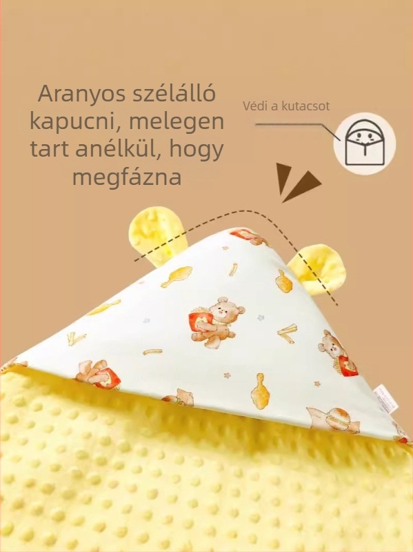 Négy évszakos levehető babapléd, 95% pamut, újszülötteknek, mintás állatok és mesefigurák