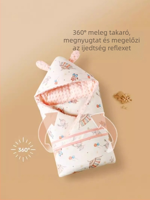 Négy évszakos levehető babapléd, 95% pamut, újszülötteknek, mintás állatok és mesefigurák