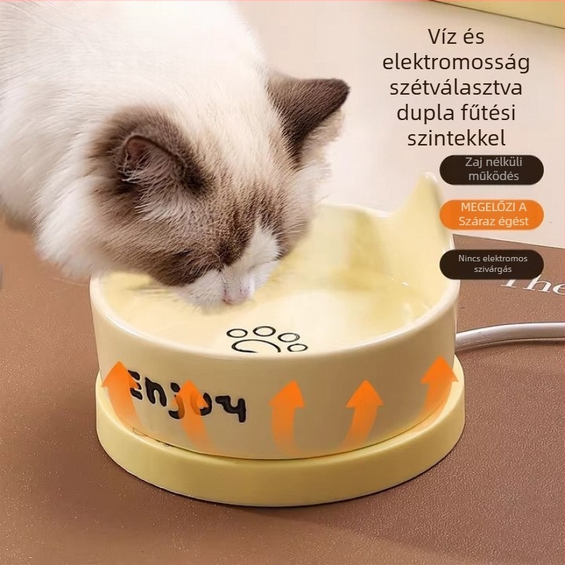 Kerámiából készült szigetelt macska vízadagoló, állandó hőmérséklet