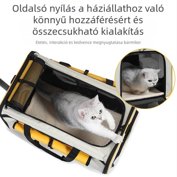 Nagy méretű háziállat szállító táska kerékkel, összecsukható és kényelmes utazó kocsi kutyáknak és macskáknak, méretek a kis mérettől az extra-nagyig
