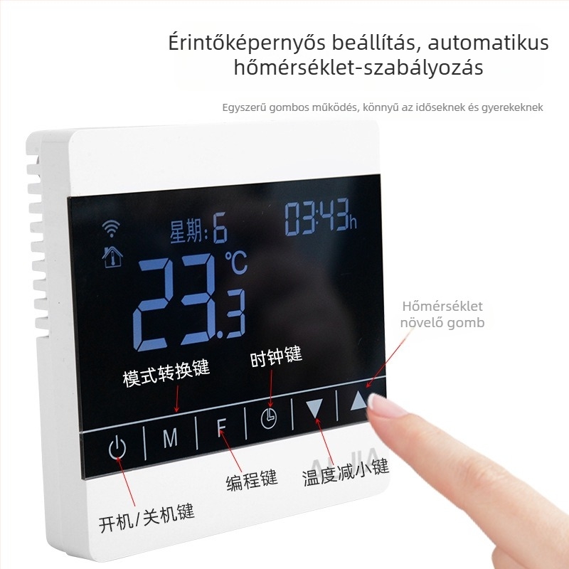 ALJIA központi klímaberendezés hőmérsékletszabályzó panel intelligens hőmérséklet-szabályozóval, légkondicionálókhoz, 220V