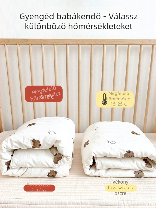 Újszülött pamut quilt-swaddle, rajzfilm motívum, 100% pamut anyag és töltet, egész éves használatra