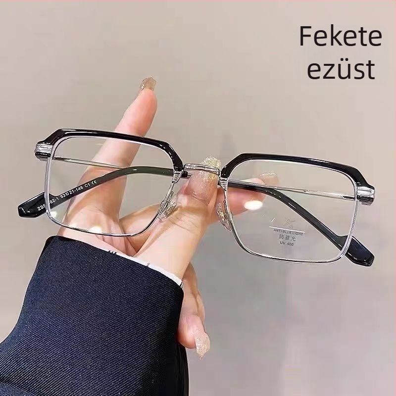 Presbyop olvasószemüveg kékfény elleni védelemmel, fotokróm, fém keret, férfiaknak