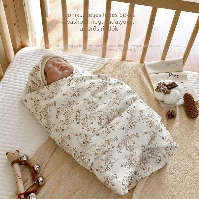 Pamut újszülött swaddle kendő — könnyű, max. 0,5 kg, tavasz–ősz használatra