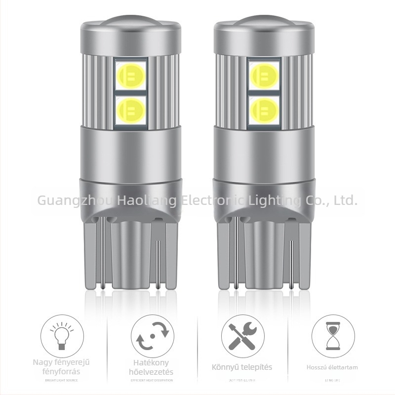 Autó LED rendszám világítás, nagy fényerő, széles feszültségtartomány, T10 3030 9SMD