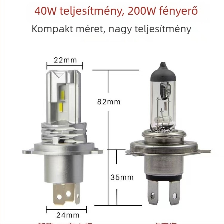 LED fényszórók autók és motorkerékpárok számára integrált távol- és közelfényszórókkal, H4 nagy teljesítményű izzók, közvetlen csatlakoztatás