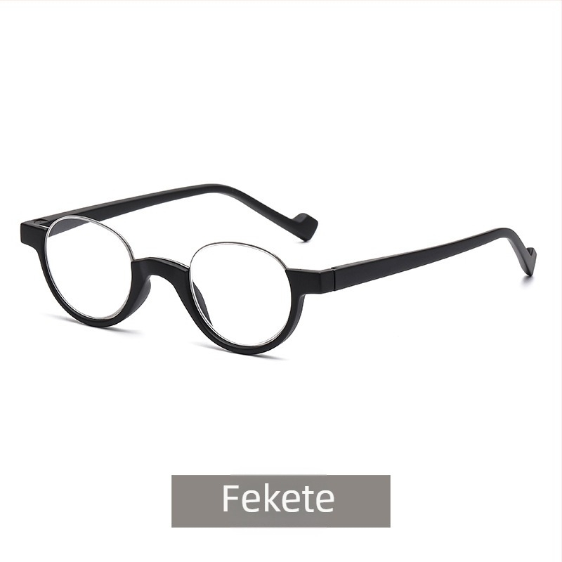 Olvasószemüveg anti-kék fény szűrővel, kör keret, félkeret, AC lencsék, keret fém és PC