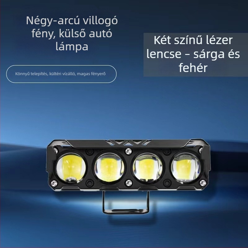 Motorkerékpár LED fényszóró lencsével, 12-80V, IPX5, modell R134, alumínium
