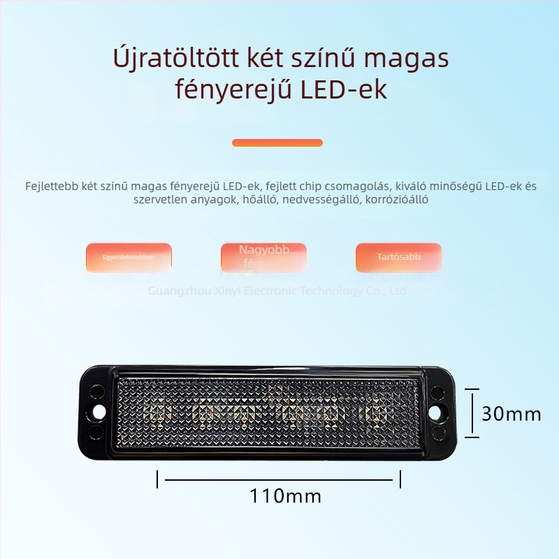 Kamion elülső rács LED riasztófénye, 24V, 4W, PC/ABS, alkalmas furgonra, teherautóra és terepjáróra
