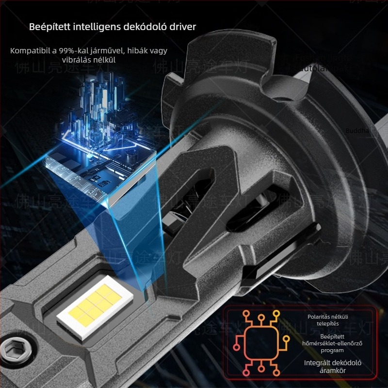 T7S LED autólámpa, H7 közvetlen csatlakozás, 40W, 4000LM, IP68, univerzális modell