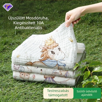 Hat rétegű baba géz törölköző - 100% pamut, 10A antibakteriális, gyorsan száradó, 300–400 g, csecsemőknek és gyerekeknek