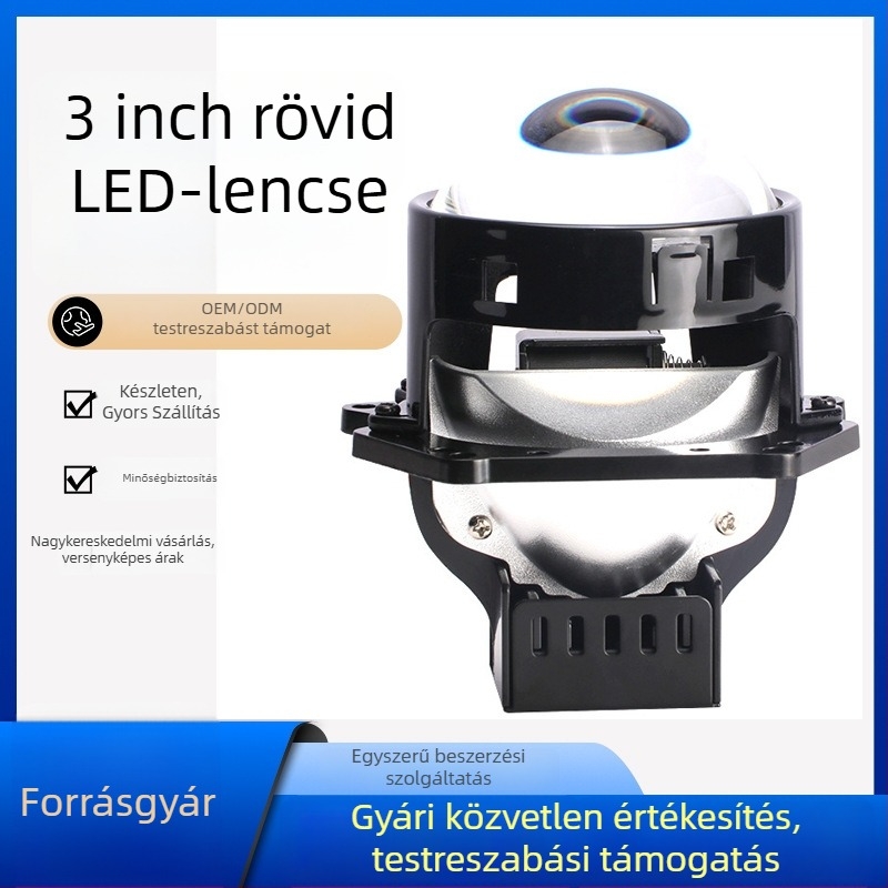 3 hüvelykes ultra‑rövid LED kettős fényszóró autókhoz és motorkerékpárokhoz, integrált magas- és alacsony fényerővel