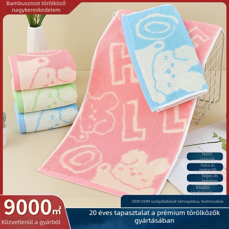 Baba bambuszrost törölköző cartoon nyuszis jacquard terry, puha, 50–80 g