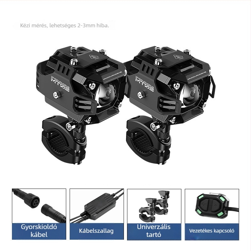 Motorkerékpár LED spotlámpa, 12–30V, IP67, 60W/pár, élettartam 30000 h