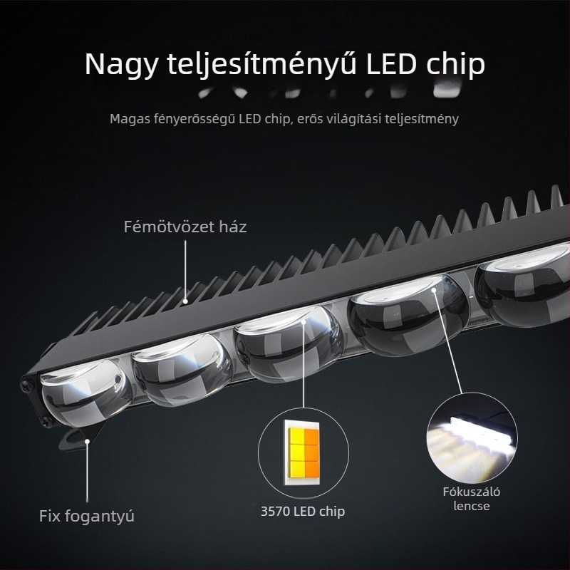 Öt szemű LED-reflektor autóhoz és motorkerékpárhoz, alumínium ház, 12V, 5W, modell Motor294-5z-wy-1