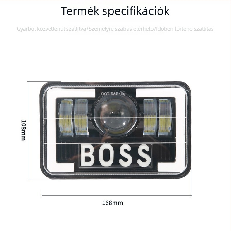 LED négyszögletes munkafény terepjárókhoz, 60W, 12V, 5000lm, IP67, öntött alumínium ház
