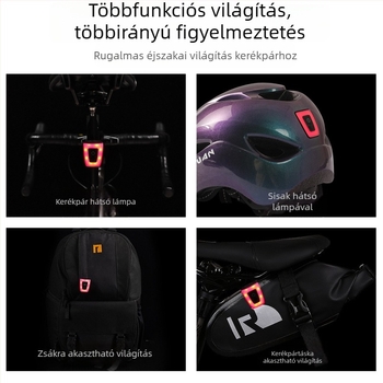 Kerékpár hátsó lámpa és sisakvilág USB töltéssel, vízálló, villogó módban, hordozható