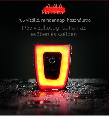 Kerékpár hátsó lámpa és sisakvilág USB töltéssel, vízálló, villogó módban, hordozható