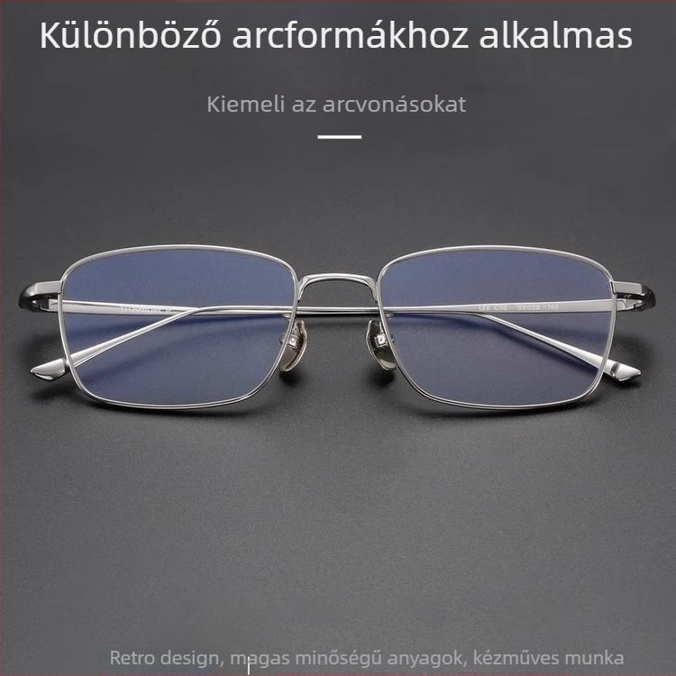 Olvasó szemüveg, négyszögletes keret, tiszta titán, lencsék gyantából, kékfény elleni és radiáció elleni védelem, felnőtteknek