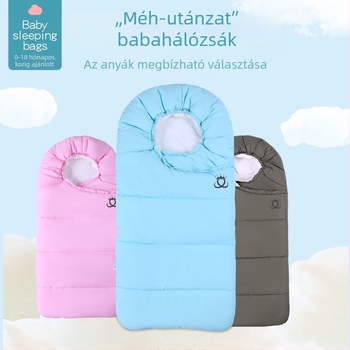 Újszülötteknek készült őszi-téli fleece-béléses vastag alvózsák, méhben ihletett dizájn, toll-puhás töltet, wrap-stílus