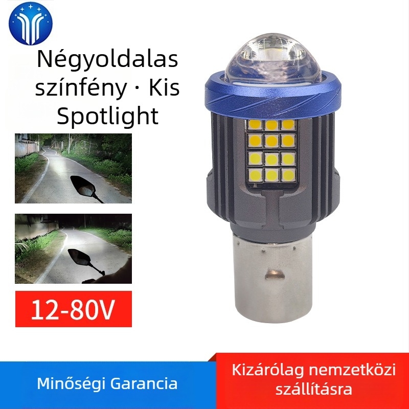Motorkerékpár LED reflektor, alumínium házzal és lencsével, univerzális 12–85 V, 1000 lm, acél ágyú-dizájn minden oldalról