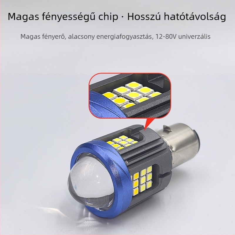 Motorkerékpár LED reflektor, alumínium házzal és lencsével, univerzális 12–85 V, 1000 lm, acél ágyú-dizájn minden oldalról
