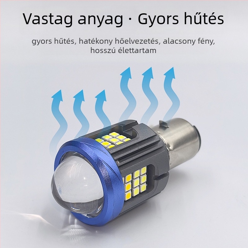 Motorkerékpár LED reflektor, alumínium házzal és lencsével, univerzális 12–85 V, 1000 lm, acél ágyú-dizájn minden oldalról