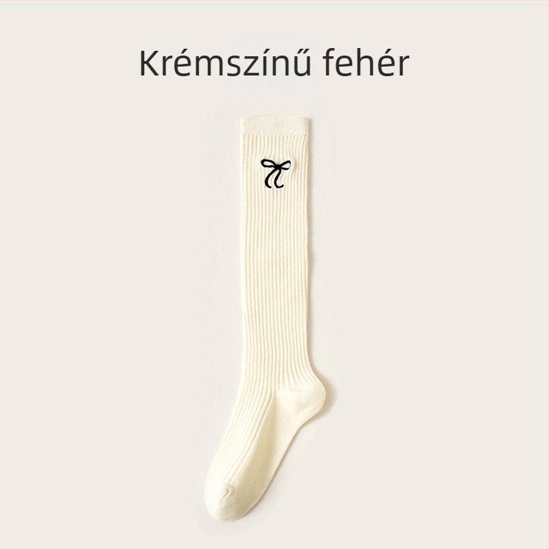 Gyermekeknek térd fölé érő zokni dupla tűs hímzéssel, pamutból, JK Lolita stílus, hosszú cső, lányoknak