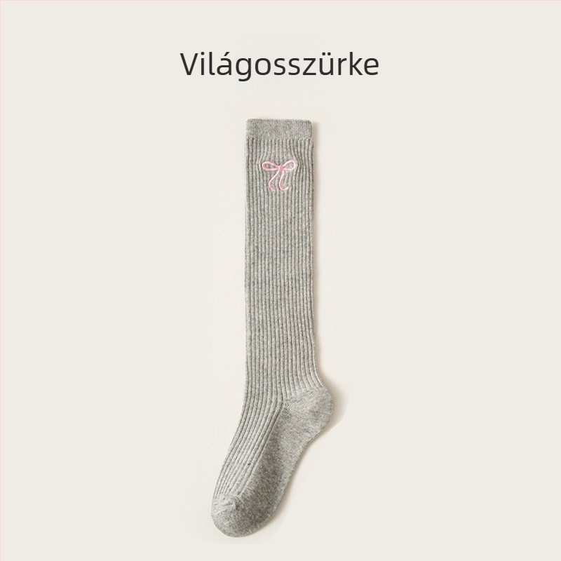Gyermekeknek térd fölé érő zokni dupla tűs hímzéssel, pamutból, JK Lolita stílus, hosszú cső, lányoknak