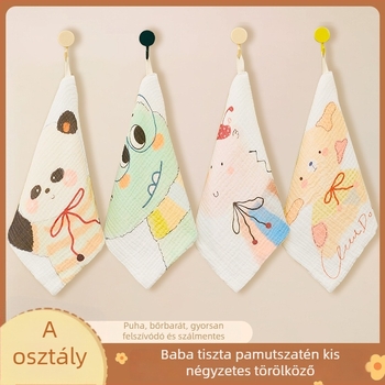Elsie Baba géz arctörlő – 32 szál, kefélt fonal, Jacquard/egyszerű szövés, 19 g, vízfelvétel 0–5 s