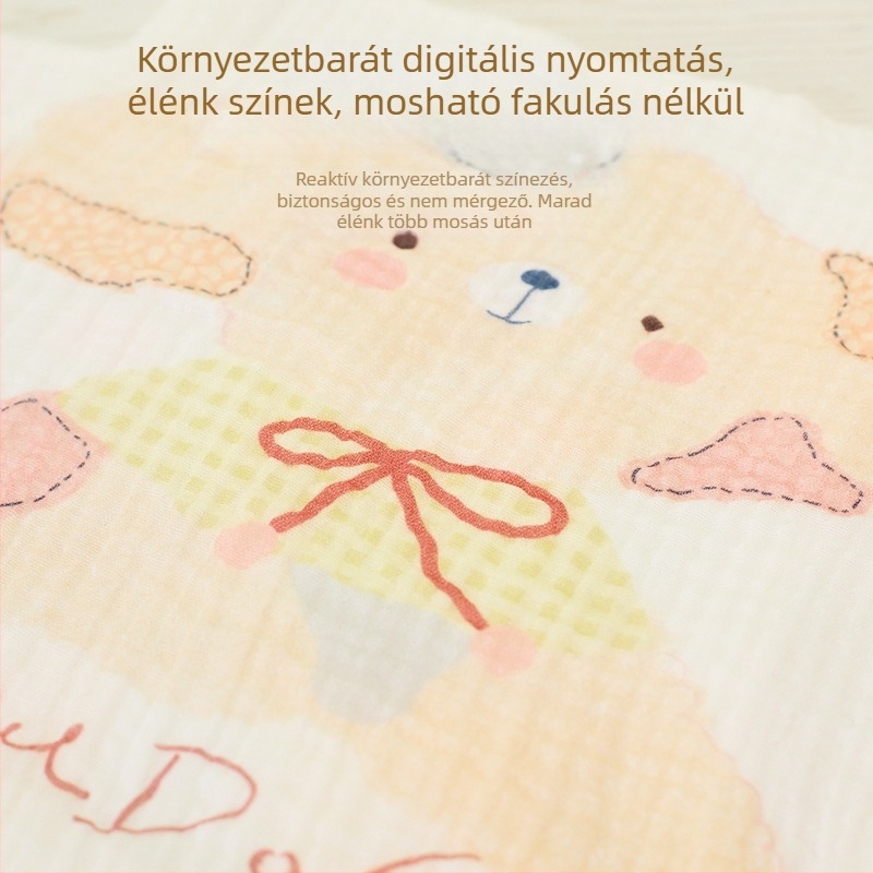 Elsie Baba géz arctörlő – 32 szál, kefélt fonal, Jacquard/egyszerű szövés, 19 g, vízfelvétel 0–5 s